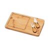 WOODS. Bamboo cheese board with 2 bamboo and stainless steel accessories in Natural