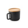 FANGIO. 230 mL ceramic mug with lid and bamboo base in Black