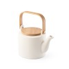 GLOGG. 700 mL ceramic teapot with bamboo lid in Pastel White