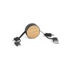 RUBINS. 6-in-1 retractable USB cable in ABS and bamboo in Black