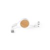 RUBINS. 6-in-1 retractable USB cable in ABS and bamboo in White