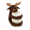 MOOSE. Blanket with plush toy in brown