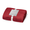 DYLEAF. 240 g/m² fleece blanket with ribbon wrap and personalisation card in blood-red