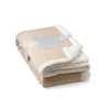 HEIDEN. Reversible fleece blanket (190 g/m²) with satin ribbon and personalised card in Beige