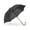 BETSEY. 190T polyester umbrella with wooden handle in black