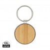 RCS recycled zinc alloy round keychain with bamboo in Silver