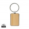 RCS recycled zinc alloy rectangle keychain with bamboo in Silver