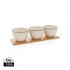 Ukiyo 3pc serving bowl set with bamboo tray in White, Black