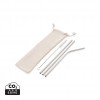 Reusable stainless steel 3 pcs straw set in Silver
