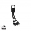 4-in-1 cable with carabiner clip in Black