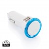 Powerful dual port car charger in Blue, White