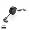 Terra RCS recycled aluminium retractable 6 in 1 cable in Grey