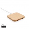 Bamboo 5W wireless charger with USB in Brown