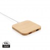 Bamboo 10W wireless charger with USB in Brown