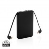 5.000 mAh Pocket Powerbank with integrated cables in Black