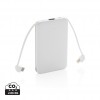 5.000 mAh Pocket Powerbank with integrated cables in White