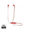 Wireless earbuds in pouch in Red