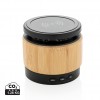 Bamboo wireless charger speaker in Brown, Black