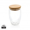 Double wall borosilicate glass with bamboo lid 350ml in Transparent