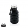 Leakproof collapsible silicone bottle with lid in Black