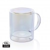 Deluxe double wall electroplated glass mug in Transparent