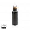 RCS RPET bottle with bamboo lid and handle in Black