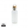 RCS RPET bottle with bamboo lid and handle in Transparent