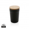 GRS certified recycled PP mug with bamboo lid in Black