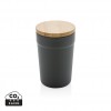 GRS certified recycled PP mug with bamboo lid in Grey