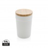 GRS certified recycled PP mug with bamboo lid in White