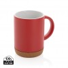 Ceramic mug with cork base 280ml in Red