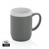 Ceramic mug with white rim in Grey, White