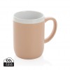 Ceramic mug with white rim in White, Brown