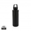 RCS certified recycled PP water bottle with handle in Black