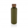 Wood RCS certified recycled stainless steel vacuum bottle in Green