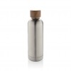 Wood RCS certified recycled stainless steel vacuum bottle in Silver