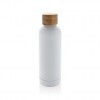 Wood RCS certified recycled stainless steel vacuum bottle in White