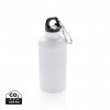 Aluminium reusable sport bottle with carabiner in White