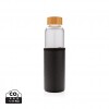 Glass bottle with textured PU sleeve in Black