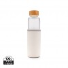 Glass bottle with textured PU sleeve in White, Grey