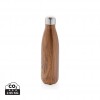 Vacuum insulated stainless steel bottle with wood print in Brown