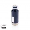 Leak proof vacuum bottle with logo plate in Blue