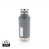Leak proof vacuum bottle with logo plate in Grey