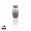 Impact borosilicate glass bottle with bamboo lid in Transparent, Grey