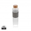 Impact borosilicate glass bottle with bamboo lid in Transparent