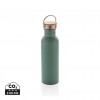 Modern stainless steel bottle with bamboo lid in Green