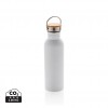 Modern stainless steel bottle with bamboo lid in White