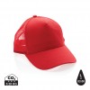 Impact AWARE™ Brushed rcotton 5 panel trucker cap 190gr in Red