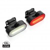 Lumino RCS recycled plastic USB re-chargeable bike light set in Black