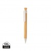 Bamboo pen with wheatstraw clip in White